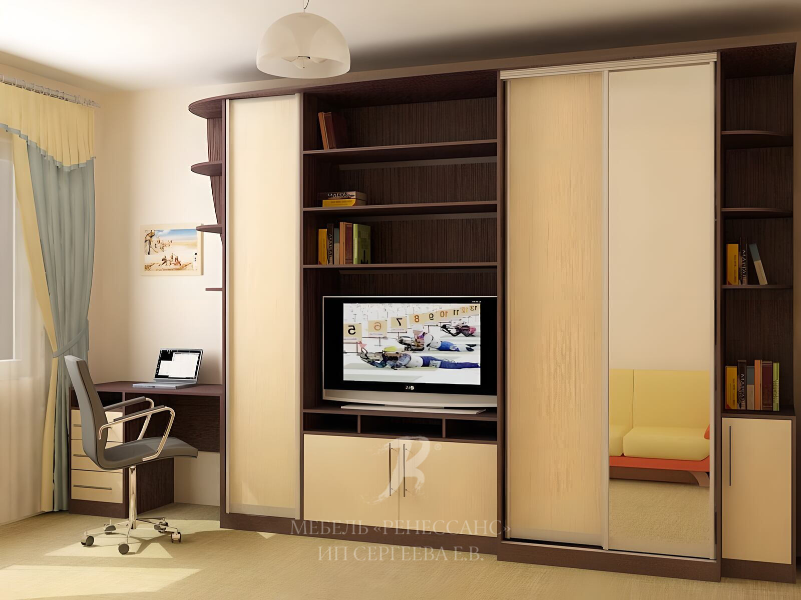 стенка со шкафом и местом под телевизор
